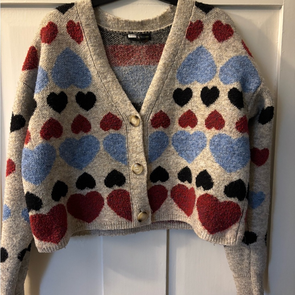 Free the roses Heart Patterned Cardigan Sweater